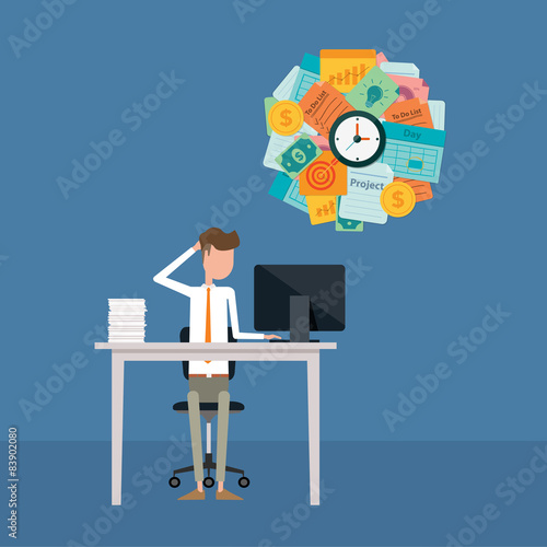 business man busy and  hard working concept