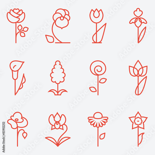 Flowers icon, flat design