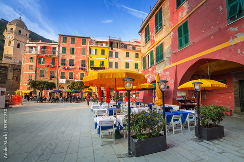 Vernazza town on the coast of Ligurian Sea, Italy photo