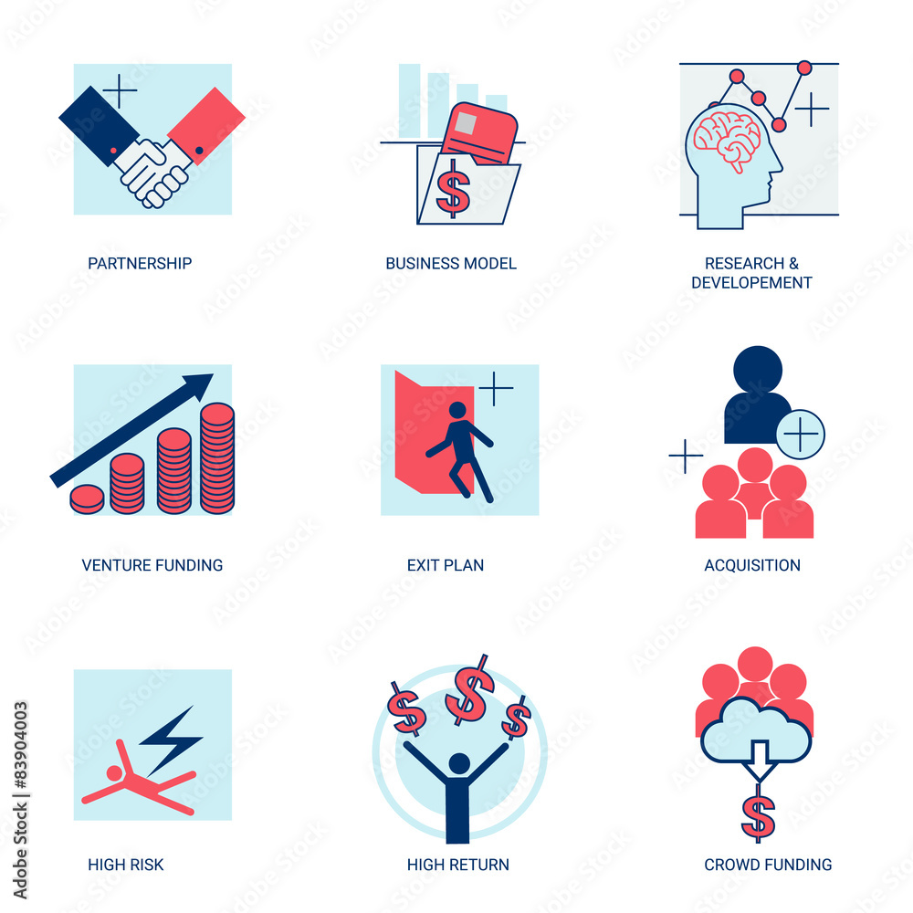 Fototapeta premium start up business solution icons set vector illustration