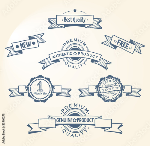 Hand drawn Quality retro labels and ribbons. EPS8.