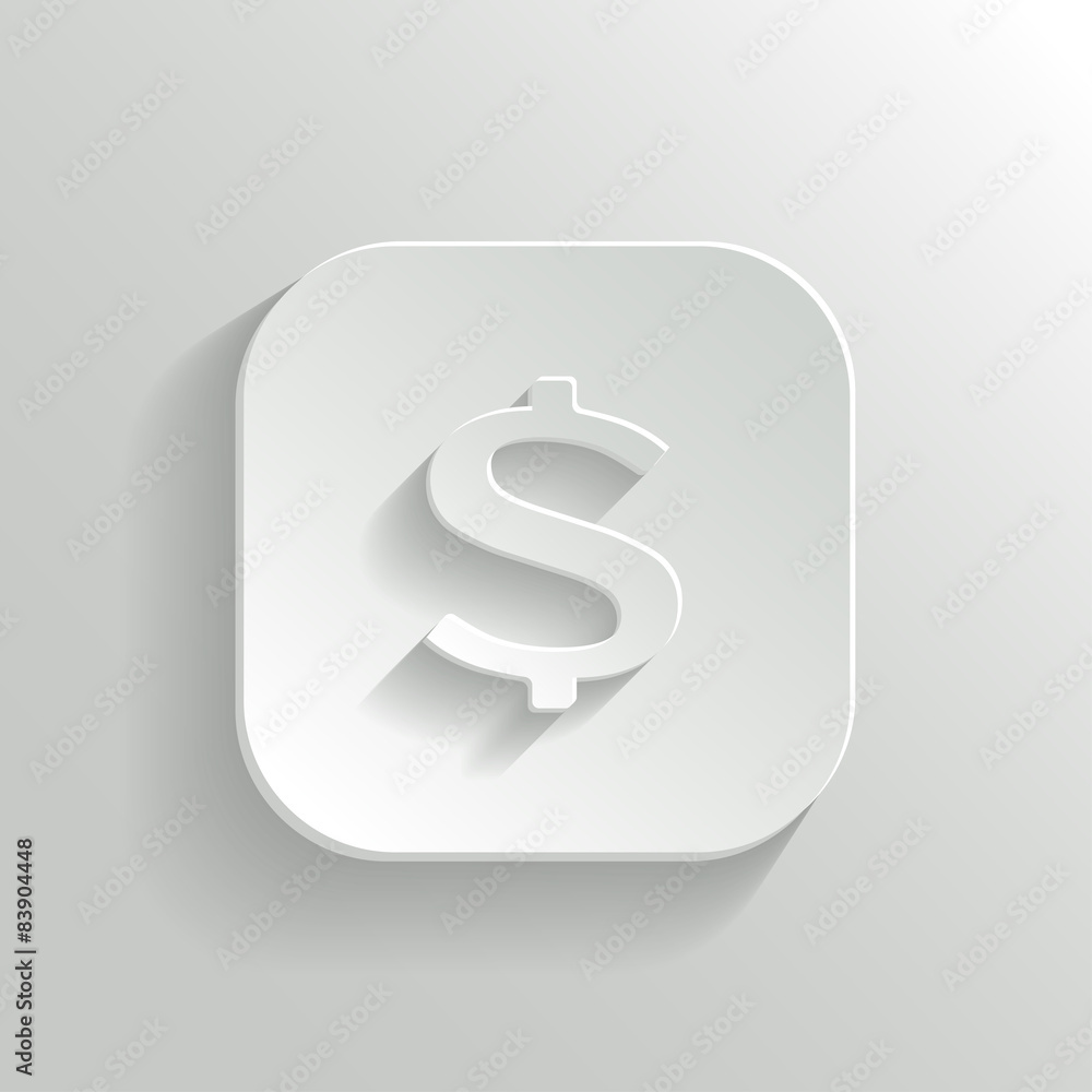 US Dollar Icon on White Button. Vector Money Symbol. US Dollar Icon on White Button. Vector Money Symbol.