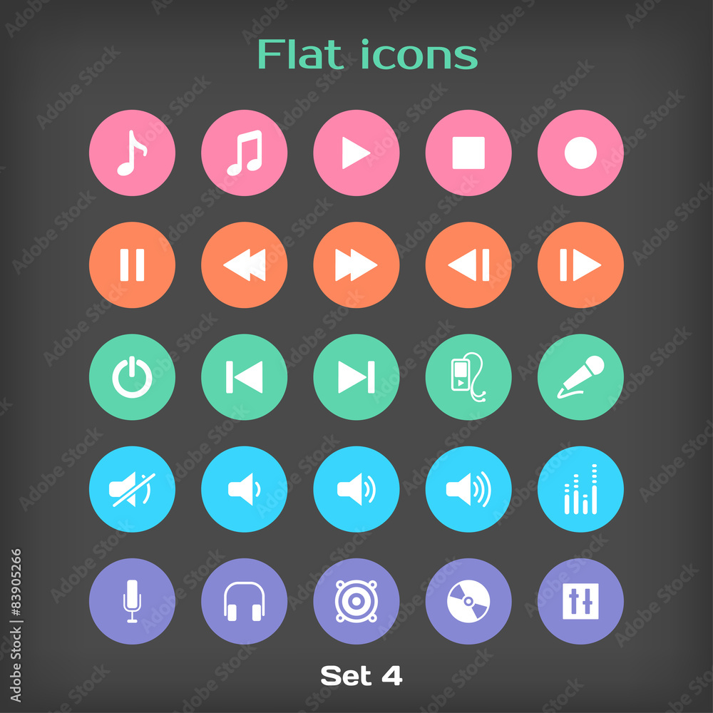 Vector Round Flat Icon Set ?4 Vector Round Flat Icon Set ?4