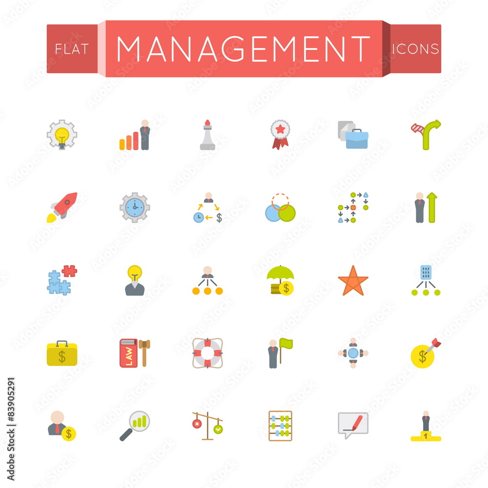 Vector Flat Management Icons Vector Flat Management Icons