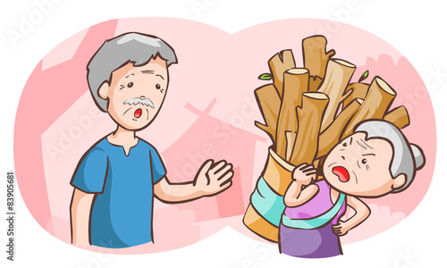 elderly couples argue each other vector