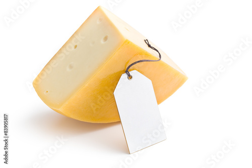 edam cheese with label photo