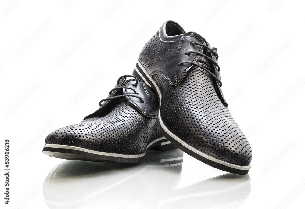 Summer leather classic shoes for men on a white background Summer leather classic shoes for men on a white background