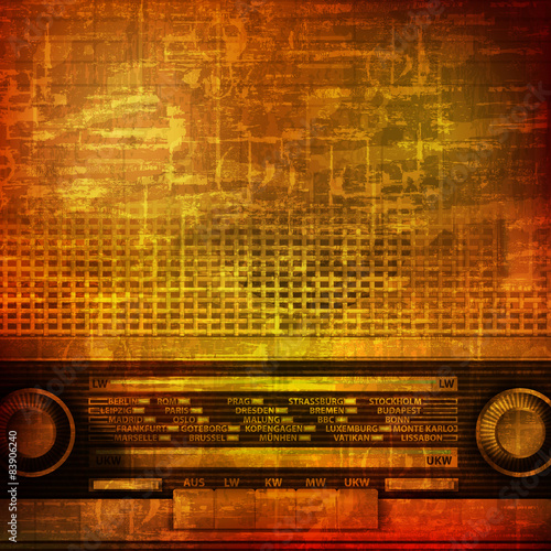 abstract grunge background with retro radio