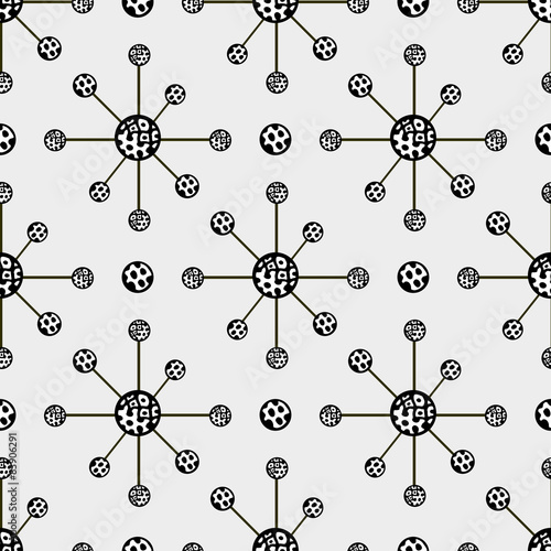 Hand drawn abstract molecule structure background, seamless pattern. Business template for web design, science design vector
