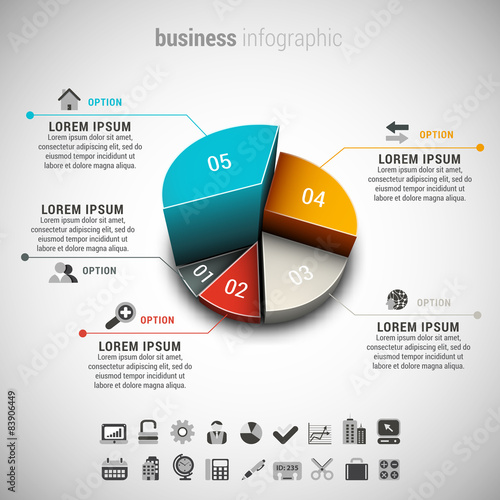 Business infographic made of pie chart.