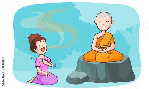 monk take meditate and the women talkative vector