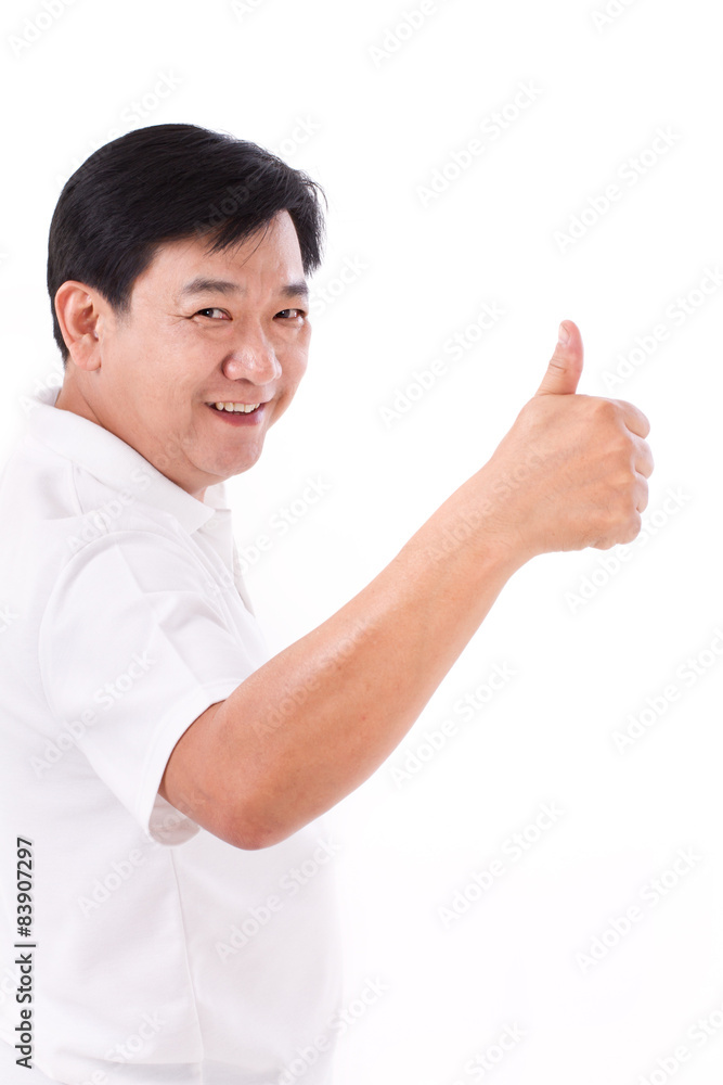 happy, smiling middle age man giving thumb up happy, smiling middle age man giving thumb up