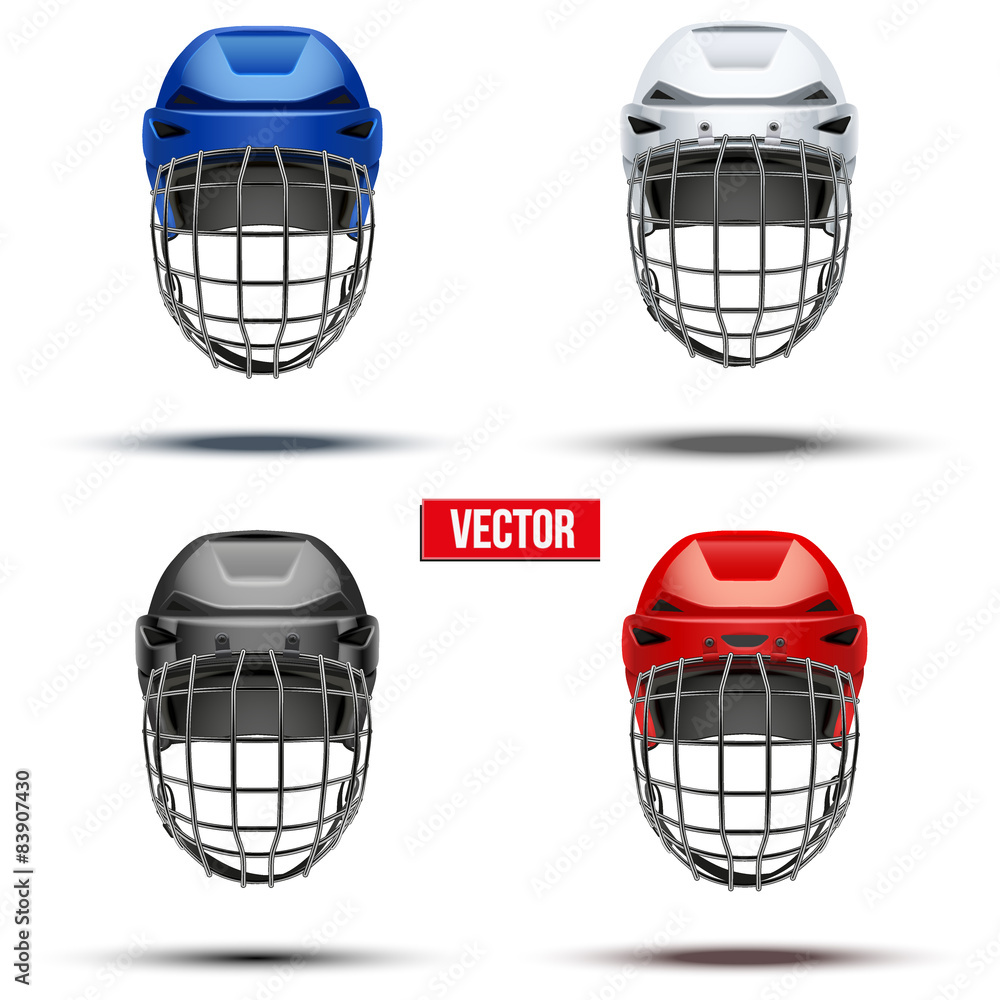 Set of Classic Ice Hockey Helmets. Vector Set of Classic Ice Hockey Helmets. Vector
