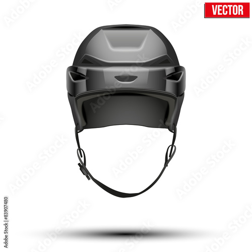 Canvas Print Classic black Hockey Helmet isolated on Background. Vector.