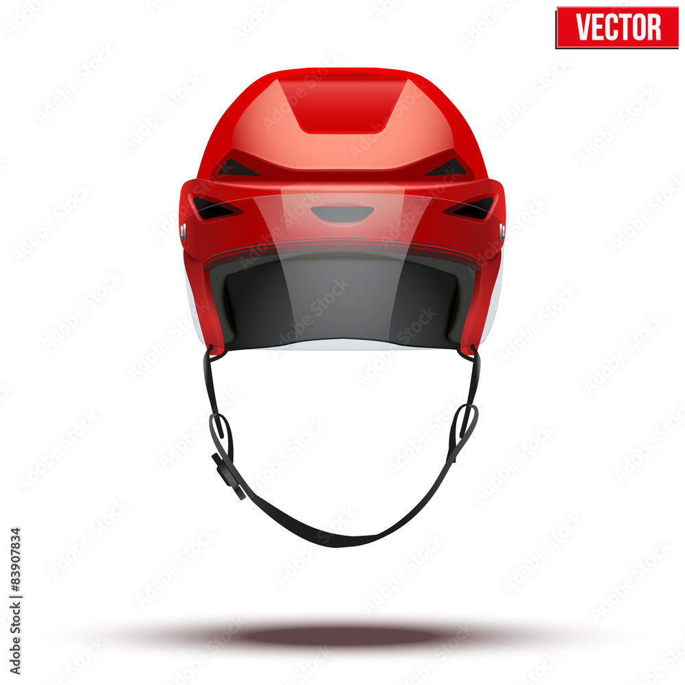 Fototapeta premium Classic red Ice Hockey Helmet with glass visor isolated