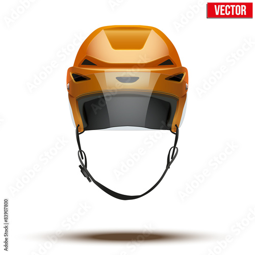 Classic orange Ice Hockey Helmet with glass visor isolated © VITAMIN