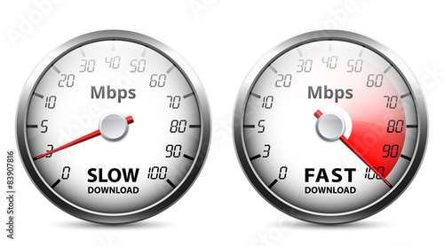 Slow and fast download speed icons, vector illustration