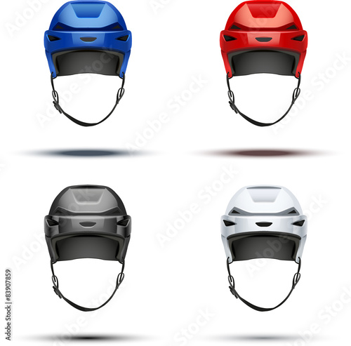 Photography Set of Classic  Ice Hockey Helmets. Vector