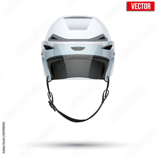 Classic white Ice Hockey Helmet with glass visor isolated