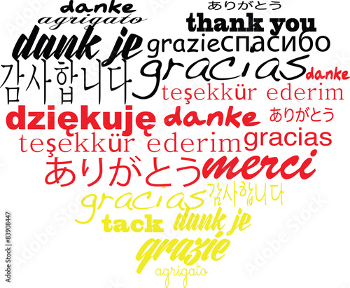 Thank you tagcloud - heart shape words