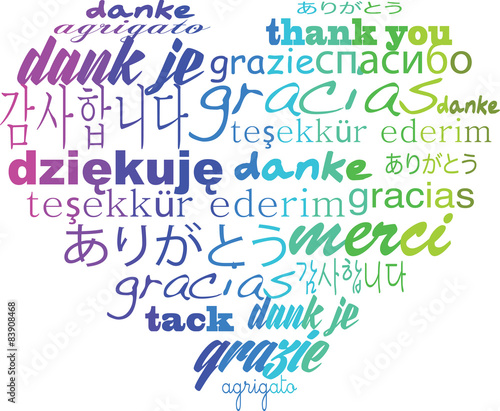 Thank you tagcloud - heart shape words