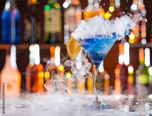 Cocktail with ice vapor on ...