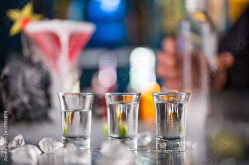 Snifters on bar desk