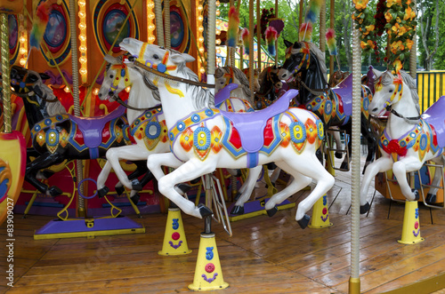 Fairground ride horses. Carnival Horses.