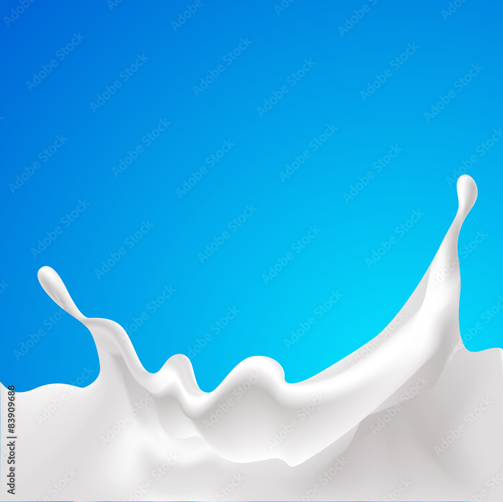 vector splash of milk design - illustration with blue background