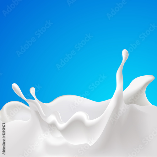 vector splash of milk - design with blue background