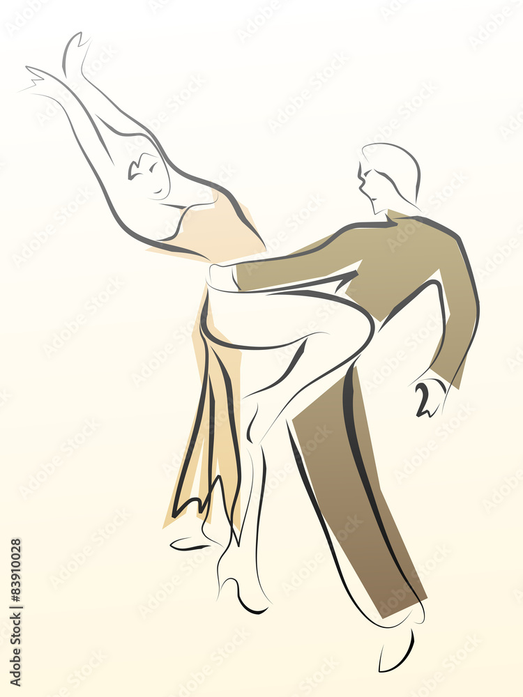 Abstract illustration of dancing couple made in line. Abstract illustration of dancing couple made in line.
