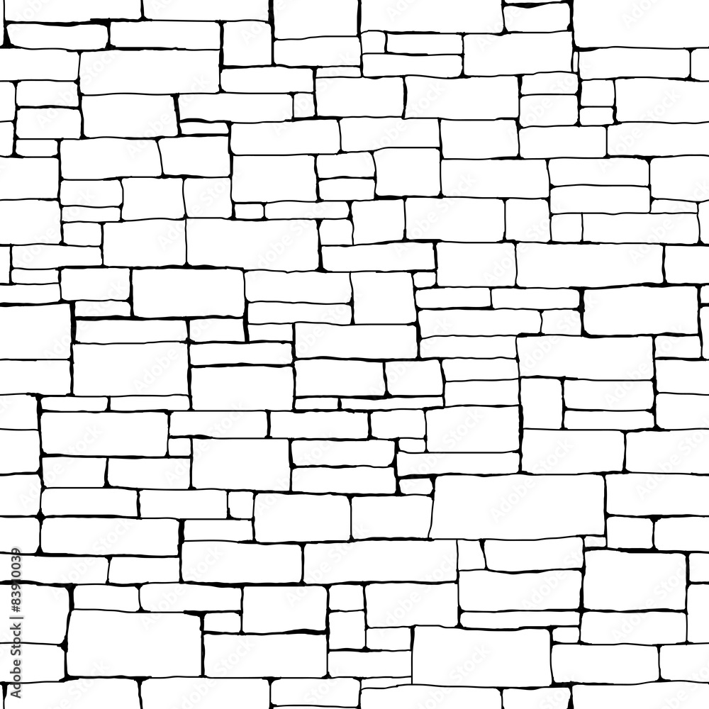 Seamless brick wall background (drawn with ink). Stock Vector | Adobe Stock
