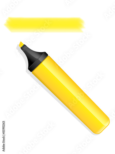 Yellow highlighter on the blank page photo