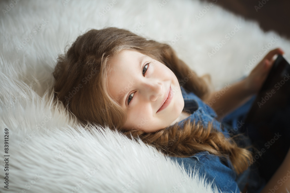 Cute little girl with tablet pc Cute little girl with tablet pc