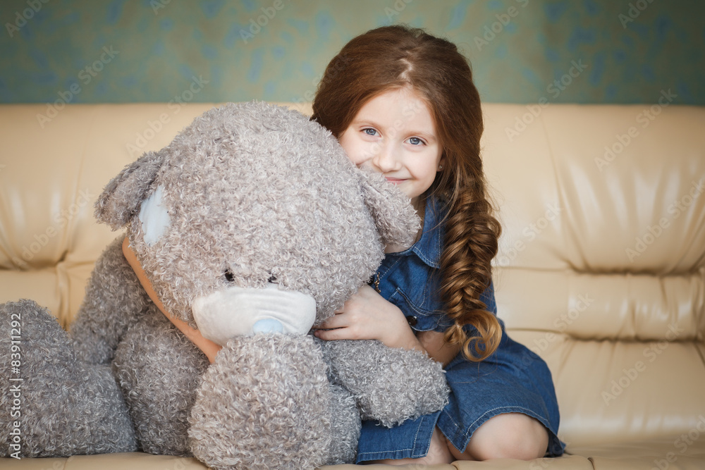 Cute little girl with teddy bear Cute little girl with teddy bear