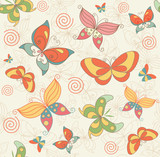 Seamless Summer Background with Butterflies for Fabric