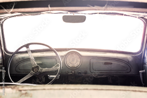 Interior of a classic vintage old car