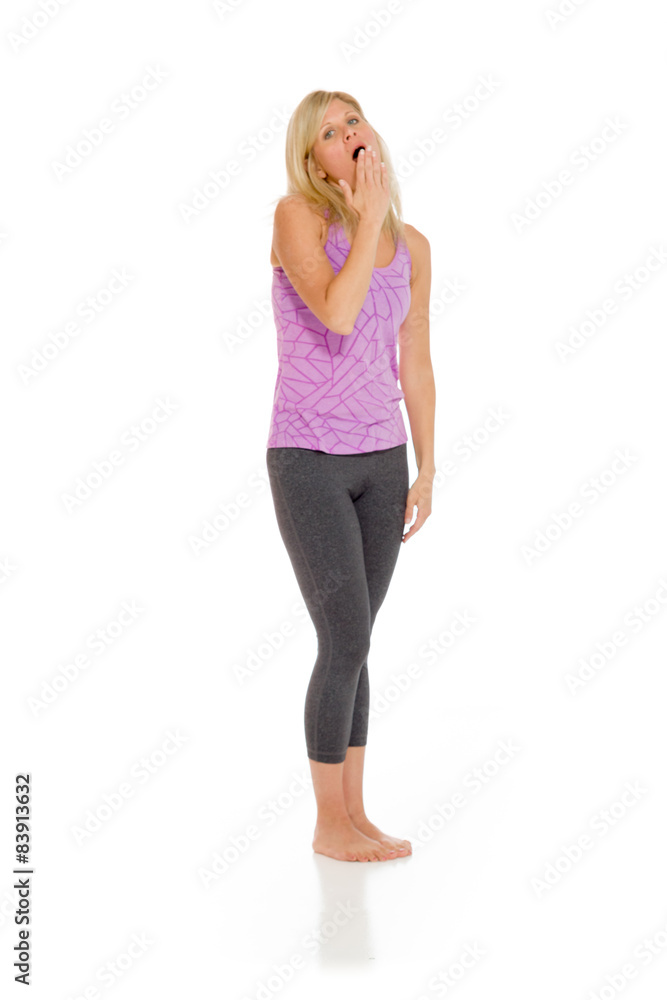 Model tired yawning Model tired yawning