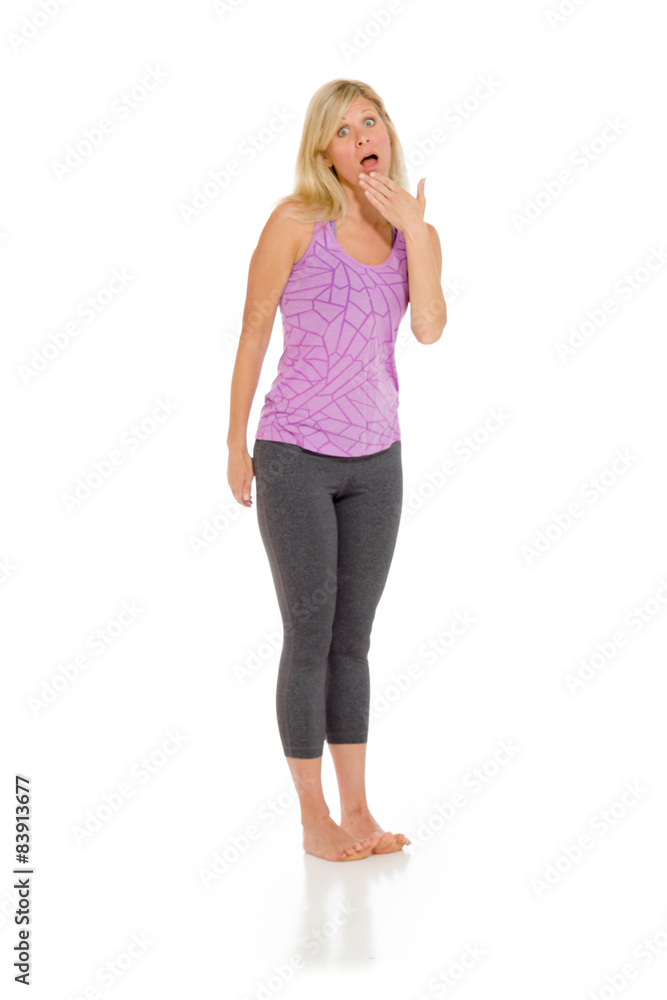 Model isolated covering mouth Model isolated covering mouth