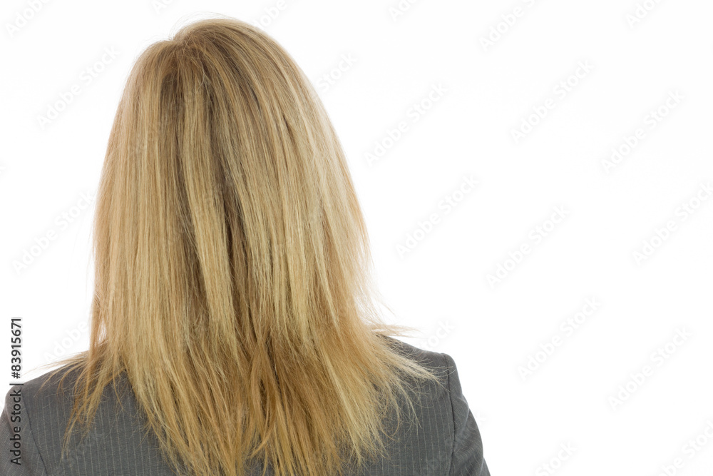 Model isolated showing her back Model isolated showing her back