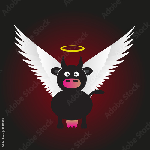 black saint cow with great white wings eps10
