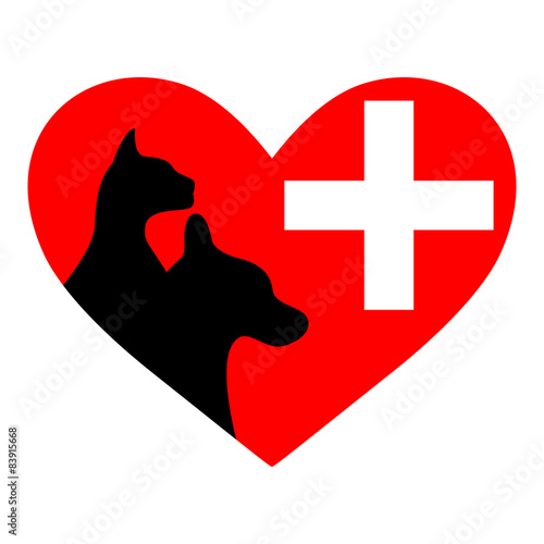 Veterinary symbol with a picture of a cat and dog