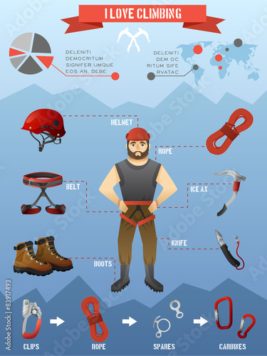 Mountains climbing infographics poster