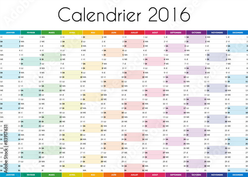 Obraz na płótnie Calendrier 2016 - VERSION FRANCAISE