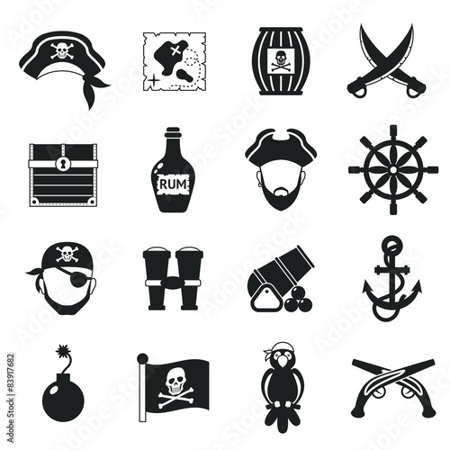 Pirate icons set black