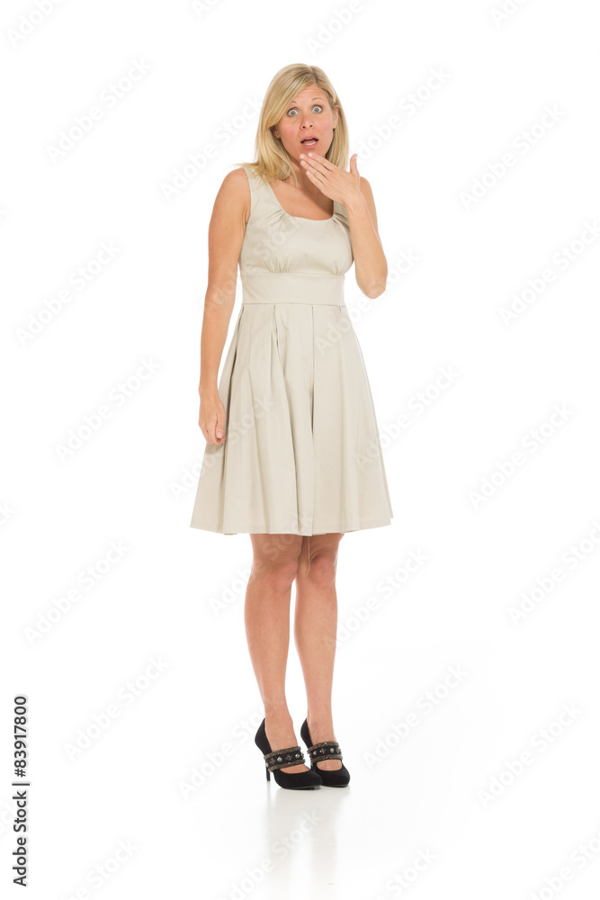 Model isolated covering mouth Model isolated covering mouth