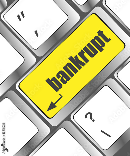 A keyboard with key reading bankrupt, business concept