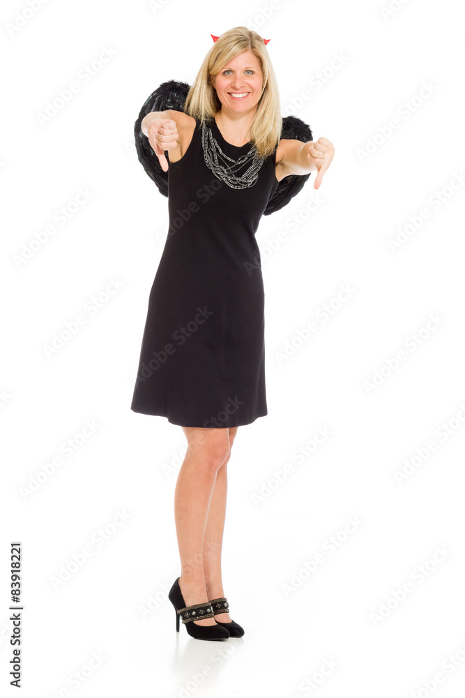 Model negative thumbs down Model negative thumbs down