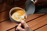 Making of cafe latte art