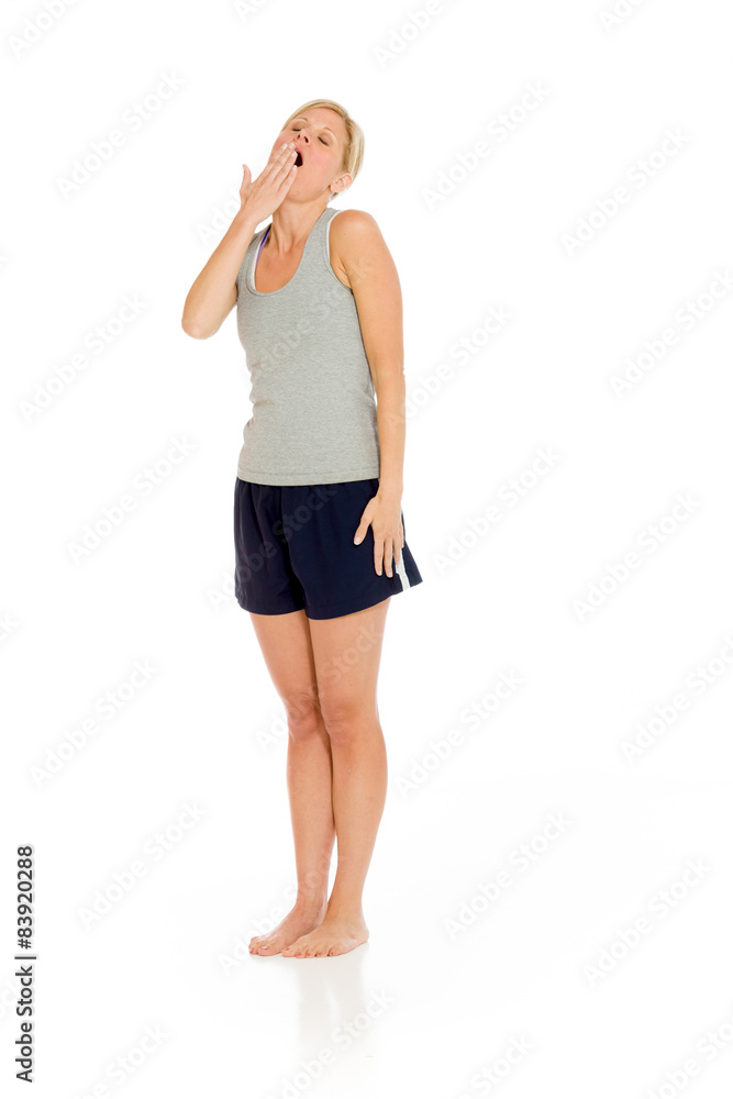 Model tired yawning Model tired yawning